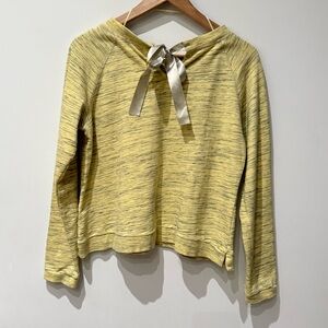 CYELL Yellow Marled Knit Sweatshirt w/ Back Ribbon Tie Size 38 Small